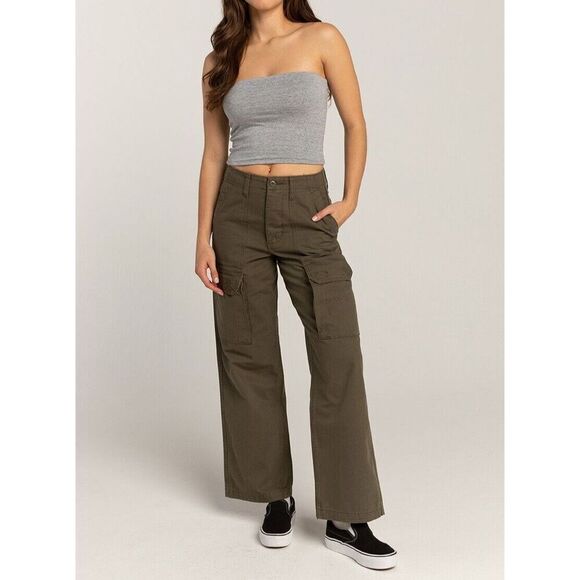 Vans 000F7M Women's Sz 27 Olive Green Arroyo Wide Leg Cargo Pants - Picture 7 of 7